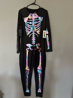 Tipsy Elves Iridescent Skeleton Bodysuit Costume Women’s Sz 1X NWT